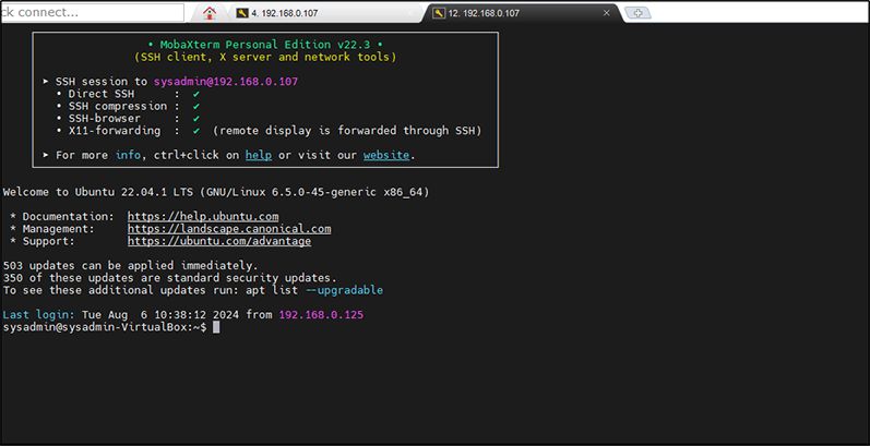 Successfully done SSH Login to the Ubuntu server